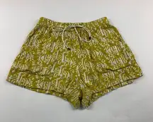 Elevenses Lime White Embroidered High Rise Shorts S