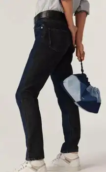 Ba&sh The Balm Two Toned Cropped Jeans Straight Leg Dark Blue Black