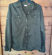 Northcrest Green Button Up Shirt Size Large