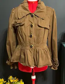 Live a Little Brown Trench Coat with Peplum