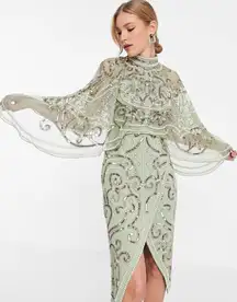 ASOS Design Pearl Beaded Sequin Embellished‎ Midi Dress NWT 8