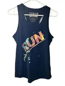 Chin Up Women's Athletic Sporty Sleeveless Racerback Graphic Tank Sz S