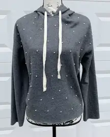 Zara pearl embellished pullover‎ gray hoodie sweater jacket size small