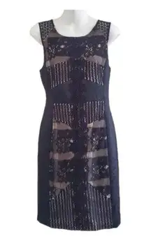 Moulinette Soeurs Anthropologie  Sheath Dress 16 Black Floral Crochet Jacquard