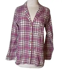 UGG NWT  milo flannel pajama top purple white plaid sz S