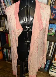 Cupio whimsical pink lightweight drape front L coastal cowgirl cardigan