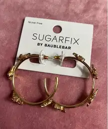 Sugarfix by BaubleBar Gold Crystal Rhinestone Butterfly Wing Hoop Earrings OS