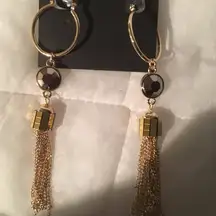 bebe Granite Gold Tassel Hoops