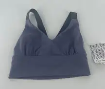 Blue Solid Sport Bra