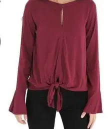 Michael Stars Burgundy Red Long Sleeve Peasant Boho Festival Top M NEW