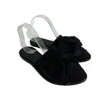 Allsaints Flats Womens 39 Rumour Knit Bow Knot Mules Slip On Black Denim Shoes