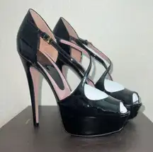 Black Patent Leather Vernice Crystal/Napa Charlott Nero Size IT 36, US 6.