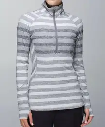 Lululemon Race Your Pace 1/2 Zip, Marshmallow Stripe Heathered Slate