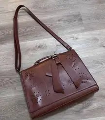 Ecosusi Leather Laptop Messenger Bag Briefcase Satchel Work Brown Bow