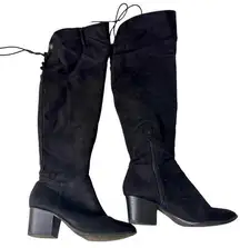 City Classified Black Suede High Over the Knee Zip Ankle Lace Up Boots Size 8