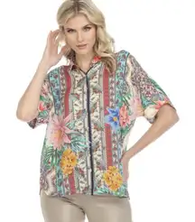 Johnny Was Clover Button Down Shirt In Multi size small