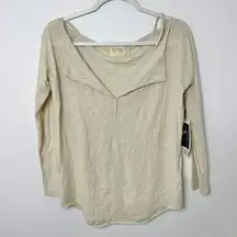 NEW Nation LTD 100% Pima Cotton Long Sleeve Top Size Medium Pearl Ivory Harlow