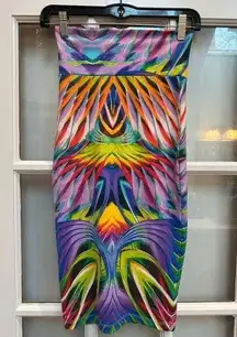 Bebe Y2K Bodycon High Waisted Fitted Midi Skirt Retro Vibes Tie Dye Size XXS