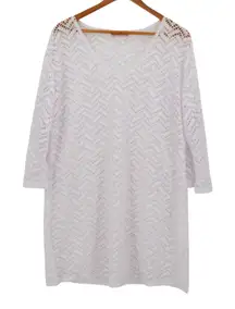 White‎ Eyelet Swim Cover Womens Sheer Resort Beach Vacation Cruise Pool One Size