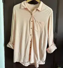 CARHARTT | Women's Jersey PInk Button Down Shirt with Roll up Sleeves | Sz Large