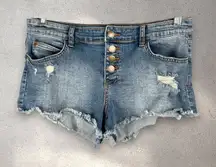 Billabong Hot Pants Denim Shorts Womens 28 Distressed Medium Wash Daisy Duke Y2K