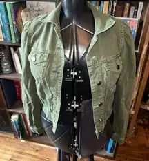Gap denim army green classic XS distressed denim jacket