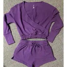 REBEL ATHLETIC Set Cheerleading Stunt ~ Purple Shorts & Sweatshirt Adult XSmall