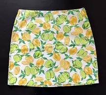 Talbots Lemon Lime Print Skirt Women 16 Pencil Straight Mini Cotton Beach Preppy