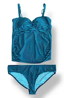 Motherhood Beach Bump Green Black Tankini‎ Set Swim suit Size XL Beach Vacation