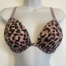 Victoria's Secret PINK Wear Everywhere Super Pushup Bra 32DD Pink Leopard NEW