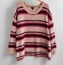 Striped Sweater Boucle Cozy Knit Pullover Womens Size 2X Multicolor