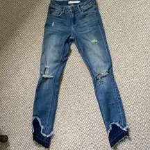 Hidden ripped skinny jeans with bottom accent - 24
