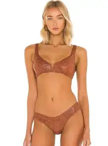 Maaji Golden Leopard Victory V Wire Bralette Top and ruched cheeky Bikini set
