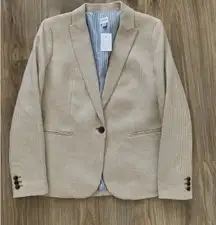J. Crew Factory Beige Houndstooth Schoolboy Blazer - Tan, Size 6