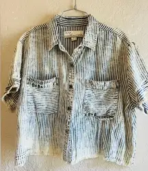 Vintage Havana Cropped Button Down Shirt size Small