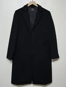 Brooks‎ Brothers Classic Italian Wool Button Up Coat Size 12P Black Loro Piana