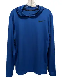 Nike Pro Active Athletic Top Long Sleeve Logo Hood Size M Dri-fit Standard Fit‎