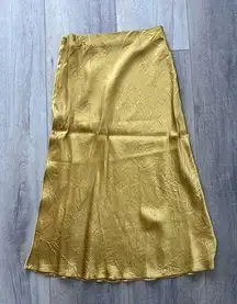 Babaton Slip Satin Midi Skirt in Gold