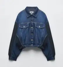 ZARA  Contrast Denim Bomber Jacket S