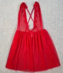 Victoria's Secret Red Sheer Lingerie Slip Nightie Women's Small Lace Trim Sexy