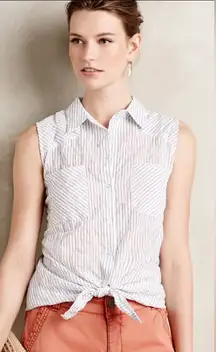 DREW by anthropologie Sleeveless Button Down Shirt with Tie Front Size M‎