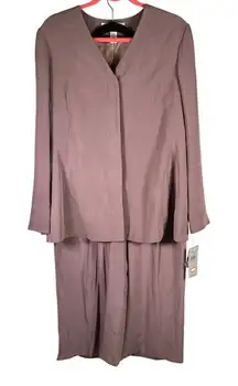 Amanda‎ Smith Vintage Pure Silk Pant Suit Set Size 16 Zen Minimalism Mauve New