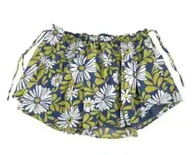 Aerie  Retro Daisy Floral Side Tie Pull-On Mini Skirt Blue Green size XL