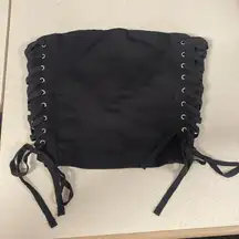 y2k Self Esteem Size Medium Black Corset Crop Tube Top Size Medium Lace Up Sides