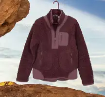 Zella Women's Purple Pink Mix It Up Faux Shearling Half Zip Pullover Size M