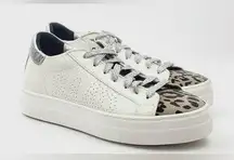 P448  Thea Python Roccia White Leather Platform Sneakers 38 NWOB