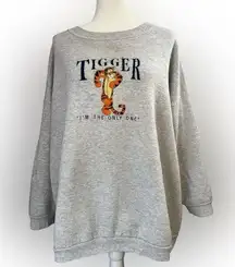 Vintage Disney Grey Tigger Pullover Fleece Sweater Rare In the Only One Pooh XL