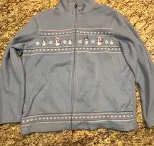 Croft‎ and Barrow Women Medium Holiday Snowman Snowflakes Full Zip Fleece Jacket