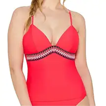 Hula Honey Swim Hibiscus Junior Zig Zag Zink Tankini Top Size Small‎ NWT