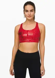 NWT Lululemon Energy Bra Manifesto  20YR Foil Dark Red  Size 8 Limited Edition